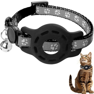 AirTag Cat Collar with Bells and Safety Buckle