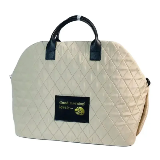 Beige quilted pet carrier