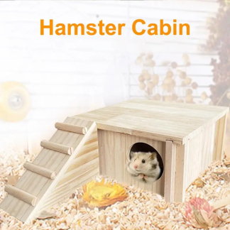 Wooden hamster house with separate stairs