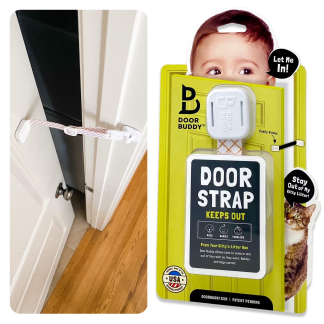 Child-Proof Door Lock with Adjustable Strap, White