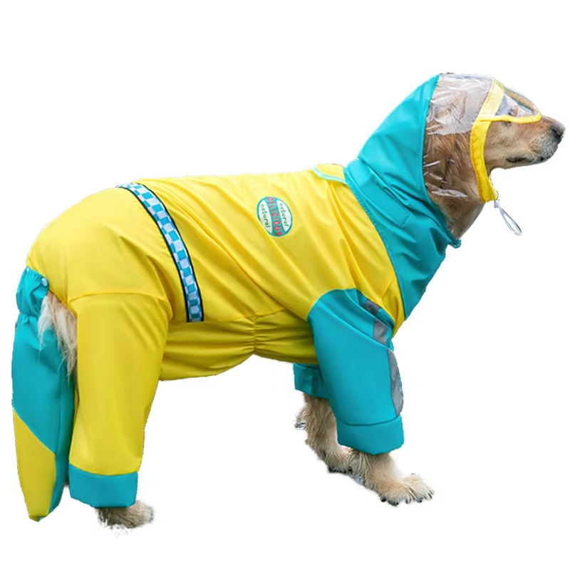 Blue and yellow rain-suit option