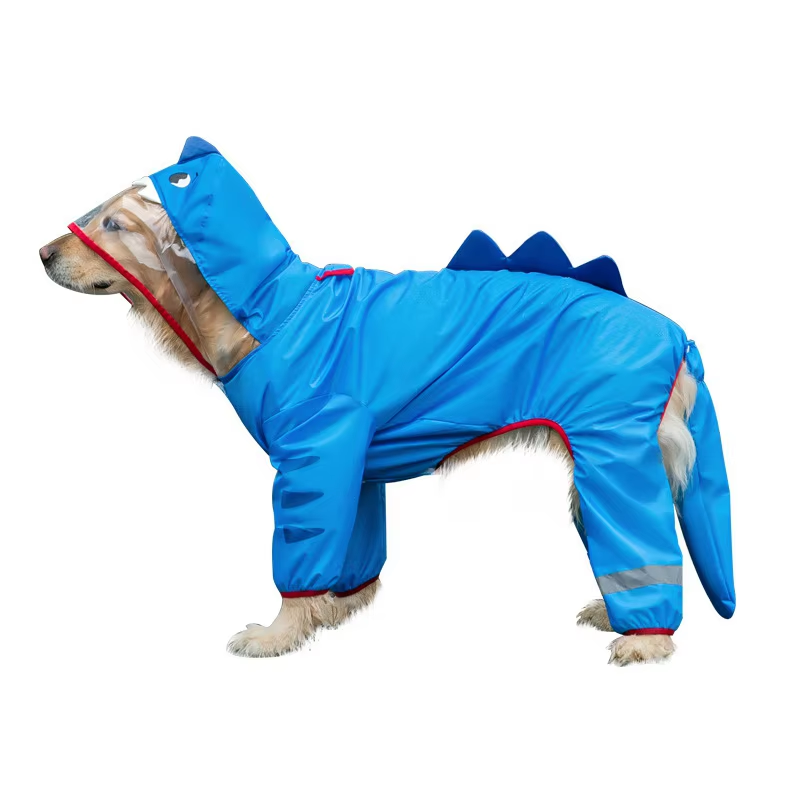 Blue four-leg rain suit with hood