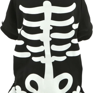 Black skeleton-print dog jumpsuit