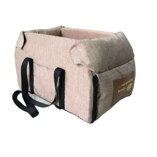 Khaki padded open-top pet carrier