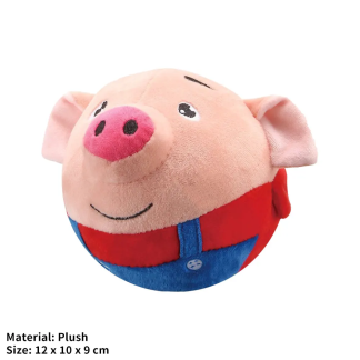 Pink pig moving plush toy with red outfit