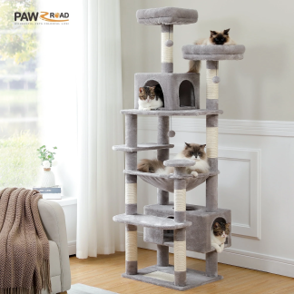 73" Cat Tree Tower with 7 Sisal Posts, Gray