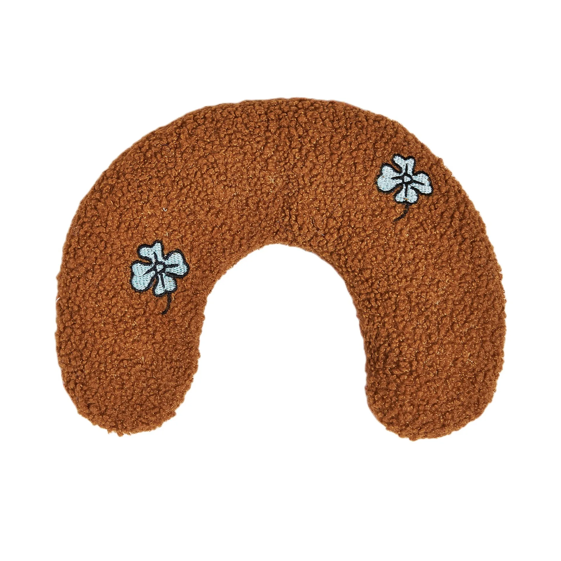 Brown flower-pattern U-shaped pillow