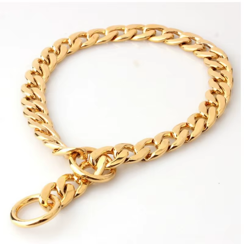Gold-finish slip chain dog collar