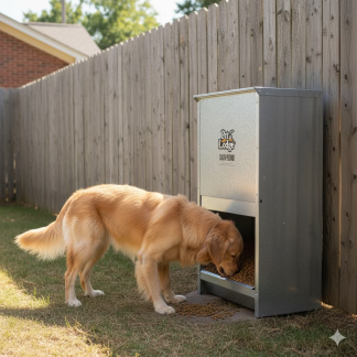 Chow Hound Galvanized Steel Automatic Dog Feeder, 50 lb