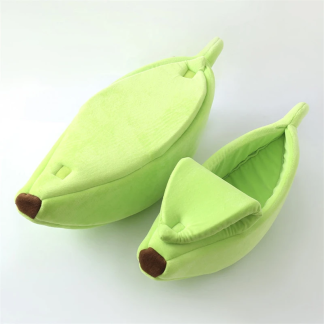 Banana-Shaped Covered Cat Bed