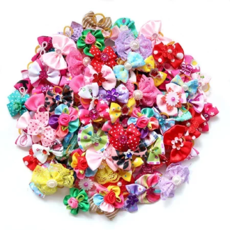 Handmade Grooming Hair Bows for Puppies, 100-Pack
