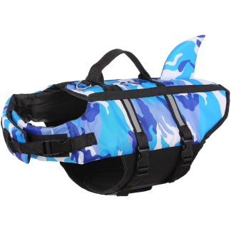 Blue camouflage shark-fin swimming vest