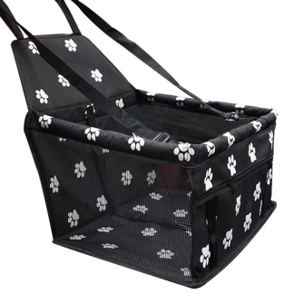 Black paw-print folding seat basket