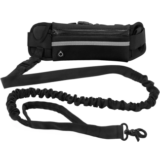 Black waist pouch and bungee leash set