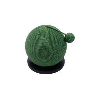 Green sisal scratching ball with black base