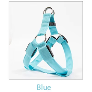 Blue nylon LED dog harness