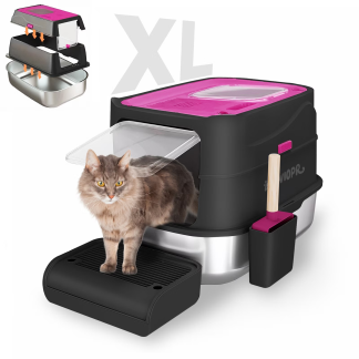 Extra Large Stainless Steel Enclosed Cat Litter Box