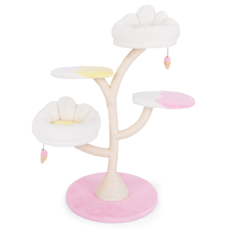 Pastel branching cat tree with two white perches