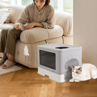 Fully Enclosed Foldable Cat Litter Box