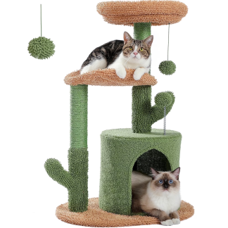 32" Cactus Cat Tree Tower with Scratching Posts