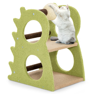 2-Tier Modern Cat Tree with Sisal Scratch Ball