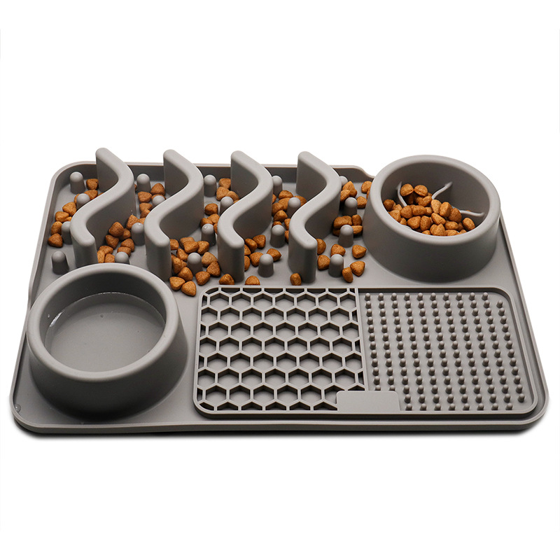 Dark-grey slow-feeder mat