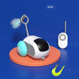 Blue cat toy car with feather and remote