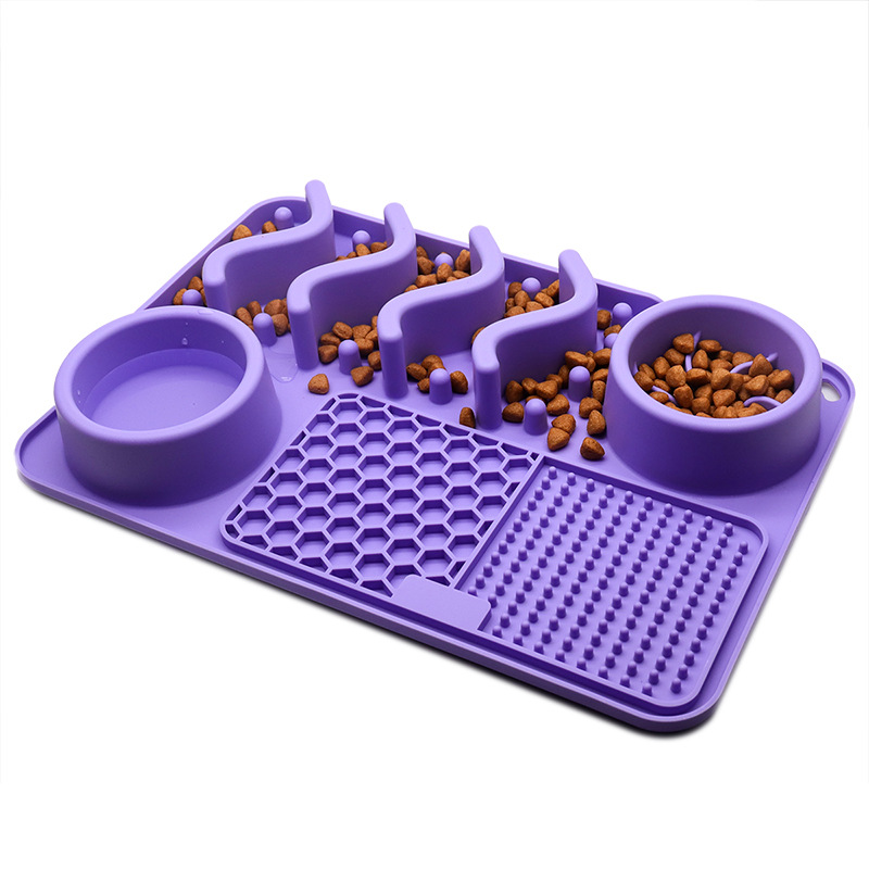 Purple slow-feeder mat