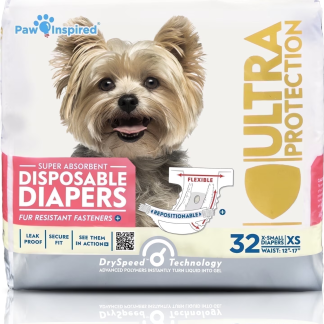 Disposable Female Dog Diapers, X-Small, 32-Count