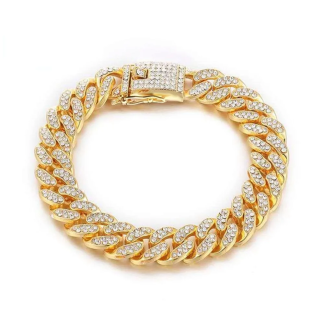 Gold rhinestone chain pet necklace