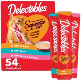 Hartz Squeeze Up Lickable Wet Cat Treats, Variety Pack