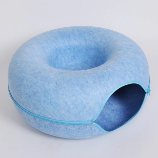 Donut Cat Bed with Tunnel & Toys