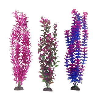 Aquarium Plastic Plant Decorations, 3-Piece, 16"