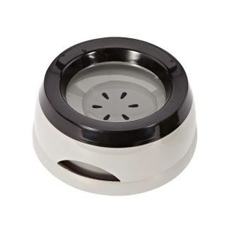 Grey water bowl with floating drinking plate