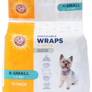 Male Dog Wraps with Baking Soda, X-Small, 12 Count
