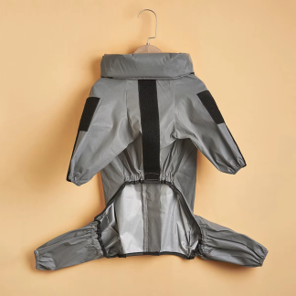Silver-grey four-leg dog rain suit