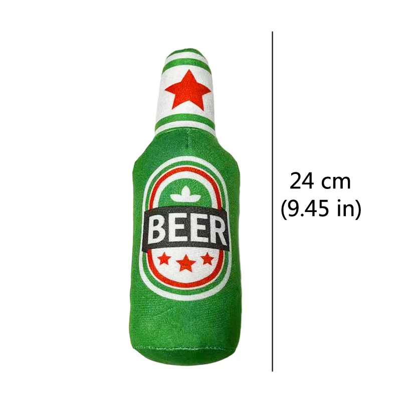Green beer-design plush bottle toy