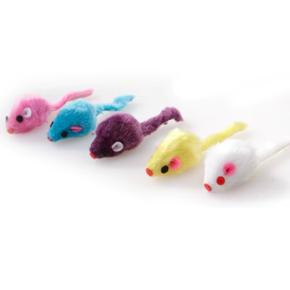 Assorted small fuzzy mouse toys