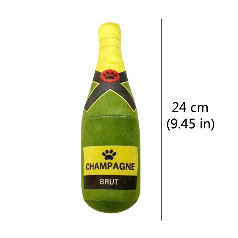 Champagne-design plush bottle toy