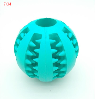 Turquoise grooved treat ball, 7 cm