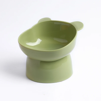 Grass-green raised cat bowl