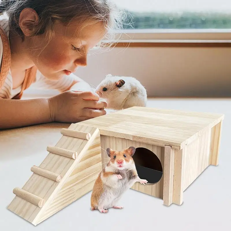 Wooden Hamster Hideout House, Corner Cage Accessory - Image 6
