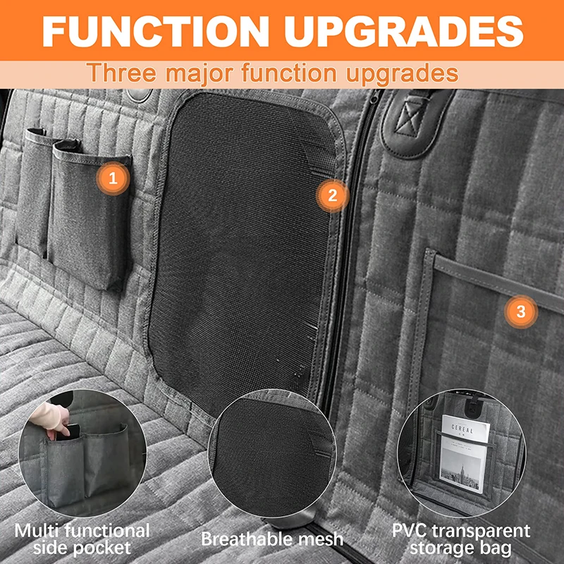 Storage pockets and mesh panel