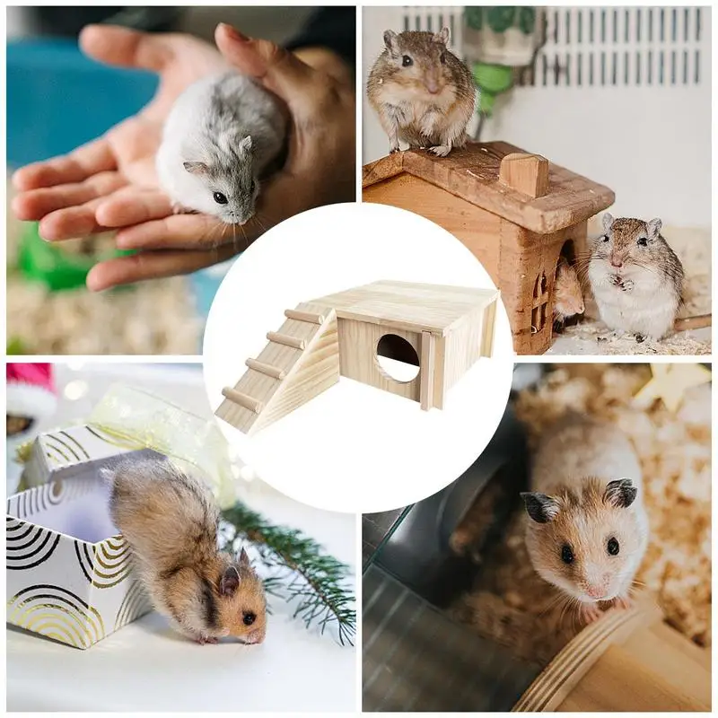 Wooden Hamster Hideout House, Corner Cage Accessory - Image 3