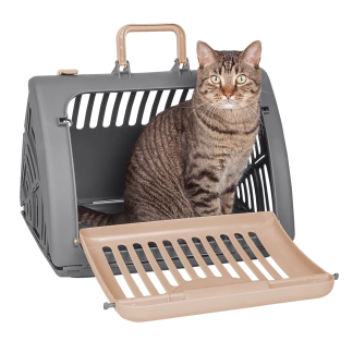 SportPet Foldable Plastic Cat Carrier, Gray, Medium