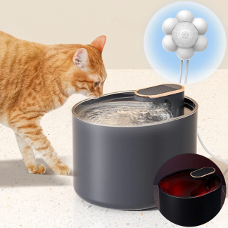 Black water fountain with external motion sensor