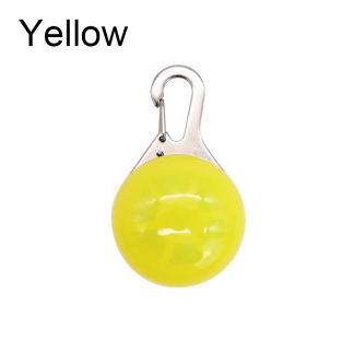 Yellow round LED pet collar light with metal clip