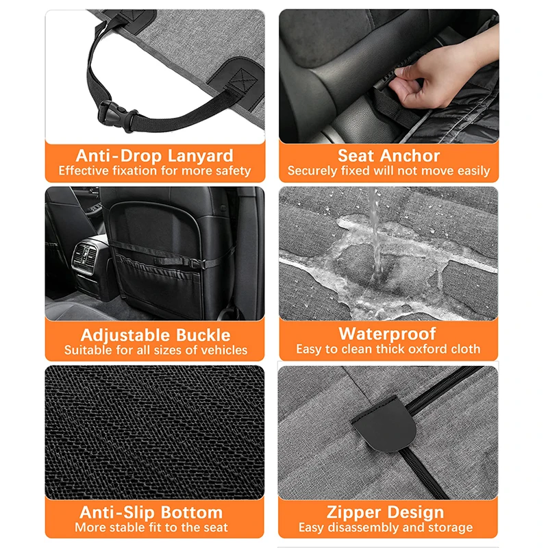 Straps, seat anchors and zipper details