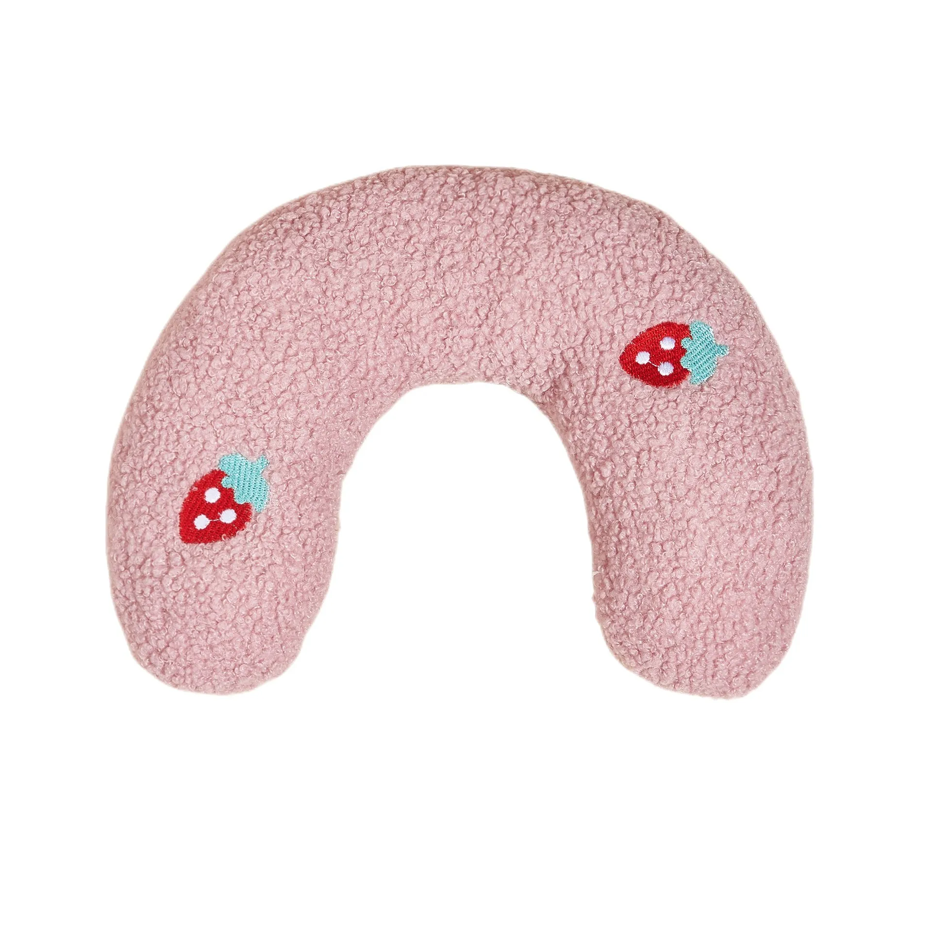 Pink strawberry-pattern pillow
