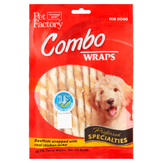 Beefhide Wraps with Chicken Jerky Dog Chews, 18-Count